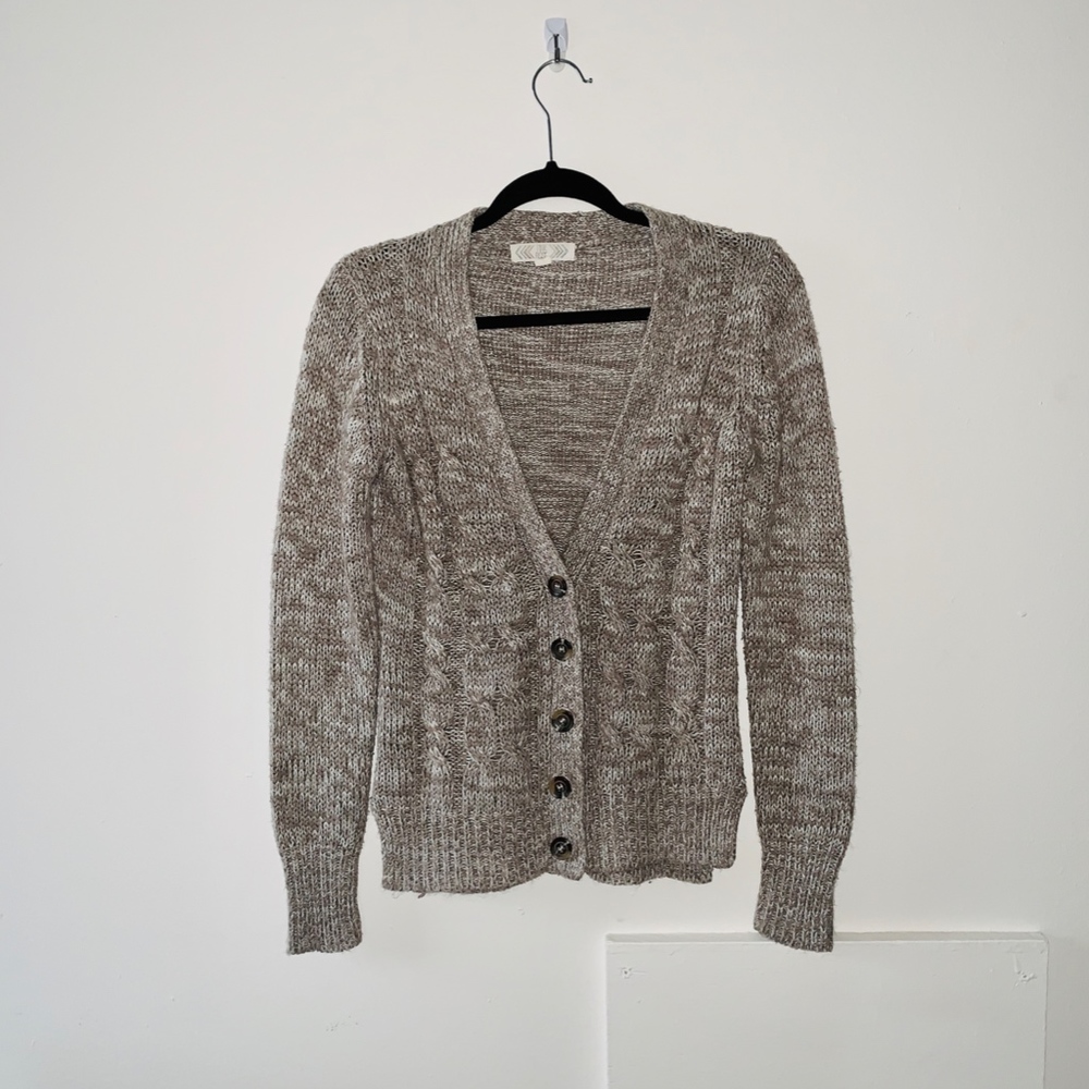 Pink Rose Cable Knit Button Up Cardigan